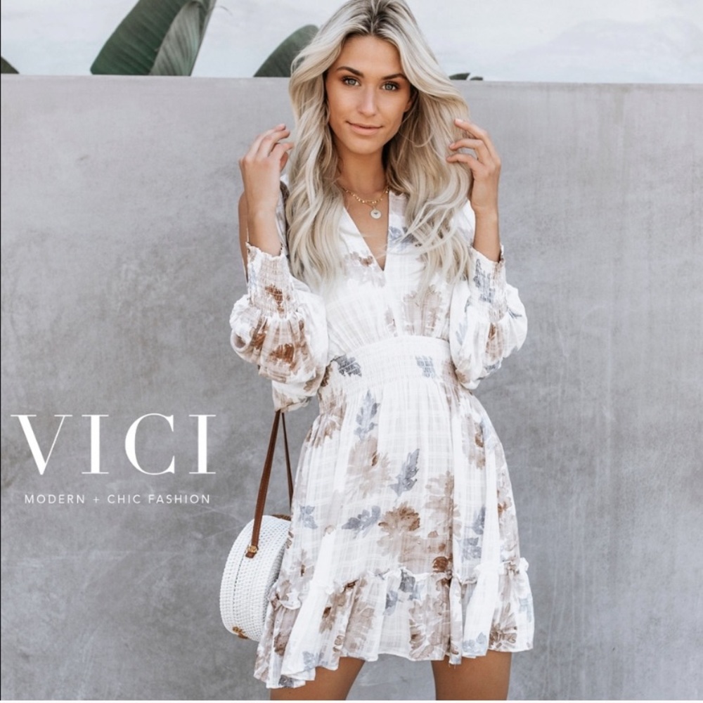 VICI Serendipitous Floral Smocked Dress